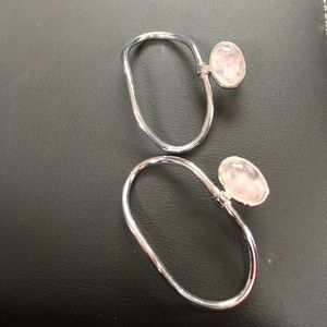 Light pink and silver funky hoops